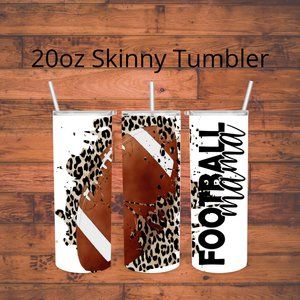 Football Mama Leopard Print 20oz Skinny Tumbler
